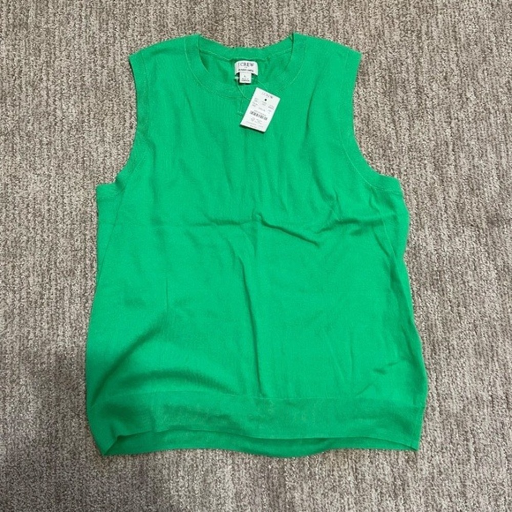 J. Crew Bright Green Sleeveless Crewneck Sweater